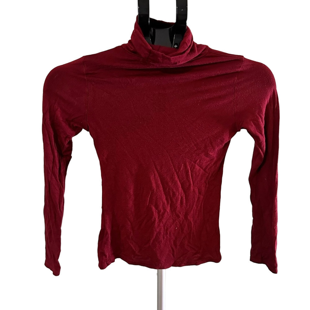 BOOHOO BURGUNDY LONG SLEEVE TURTLE NECK TOP